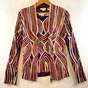 Alexandra Rosati Designer Formal Tank Jacket Set  Sz 4 Colorful 3D Artsy Mesh